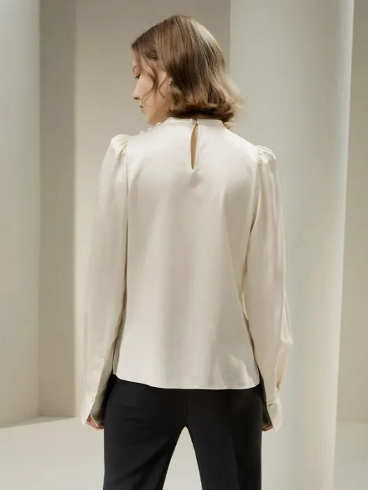 Asymmetrical Silk Blouse With Puff Sleeves Women Blouses Lilysilk Shirts