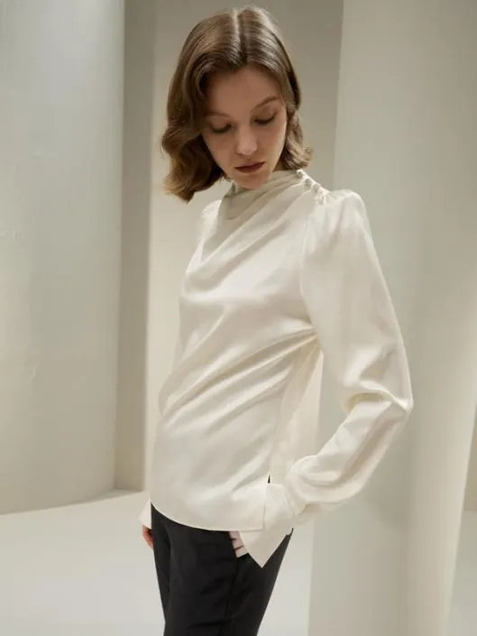 Asymmetrical Silk Blouse With Puff Sleeves Women Blouses Lilysilk Shirts