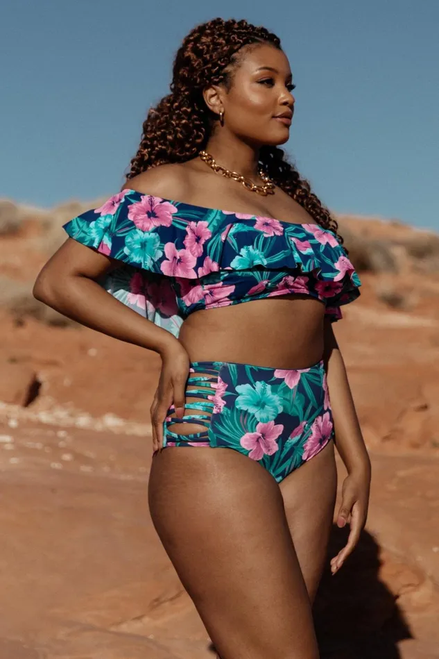 Baltic Born Bikini Women Keke Off Shoulder Bikini Top Navy Tropical Floral Baltic Born Bikini Women Keke Off Shoulder Bikini Top Navy Tropical Floral