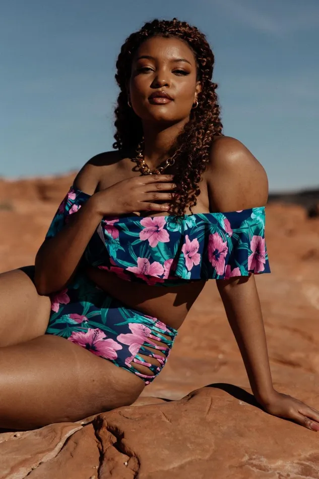 Baltic Born Bikini Women Keke Off Shoulder Bikini Top Navy Tropical Floral Baltic Born Bikini Women Keke Off Shoulder Bikini Top Navy Tropical Floral