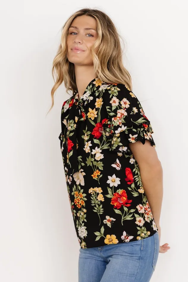 Baltic Born Blouses Shirts Women Judy Ruffle Sleeve Top Black Multi Baltic Born Blouses Shirts Women Judy Ruffle Sleeve Top Black Multi