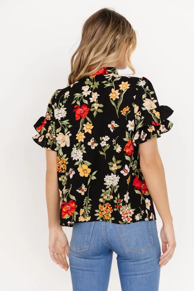 Baltic Born Blouses Shirts Women Judy Ruffle Sleeve Top Black Multi Baltic Born Blouses Shirts Women Judy Ruffle Sleeve Top Black Multi