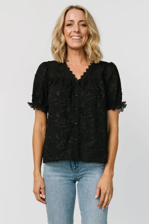 Baltic Born Blouses Shirts Women Pauline Embossed Top Black