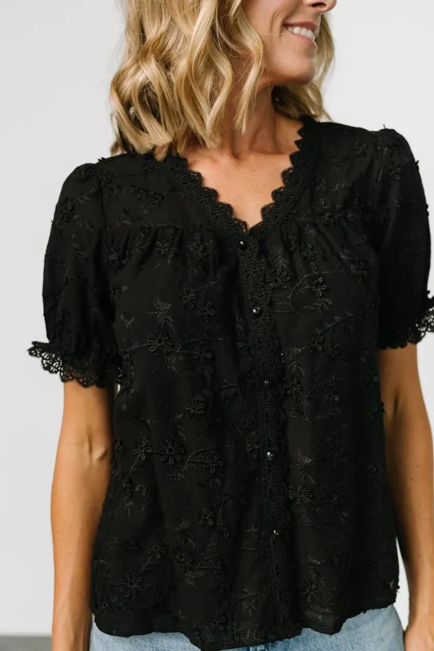 Baltic Born Blouses Shirts Women Pauline Embossed Top Black Baltic Born Blouses Shirts Women Pauline Embossed Top Black