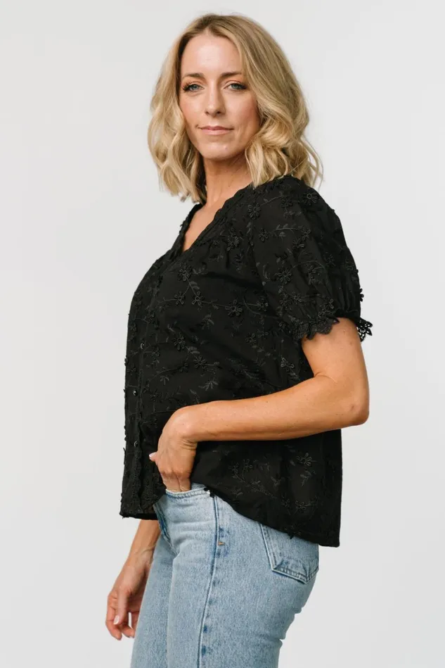 Baltic Born Blouses Shirts Women Pauline Embossed Top Black Baltic Born Blouses Shirts Women Pauline Embossed Top Black