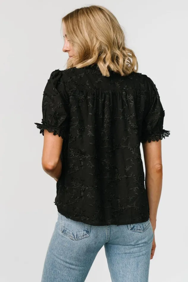 Baltic Born Blouses Shirts Women Pauline Embossed Top Black Baltic Born Blouses Shirts Women Pauline Embossed Top Black