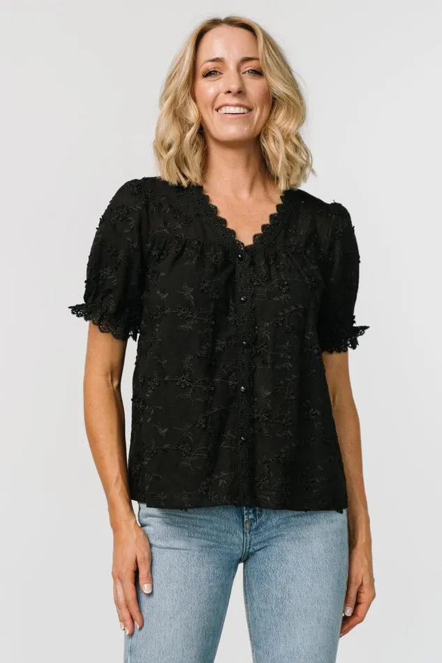Baltic Born Blouses Shirts Women Pauline Embossed Top Black Baltic Born Blouses Shirts Women Pauline Embossed Top Black