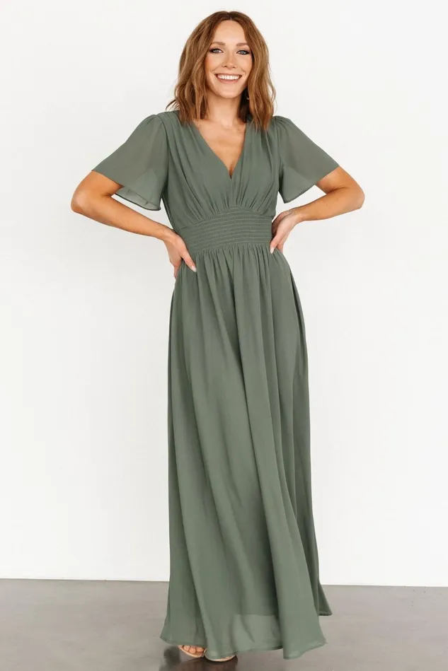 Baltic Born Bump Friendly Women Birdie Maxi Dress Dark Sage