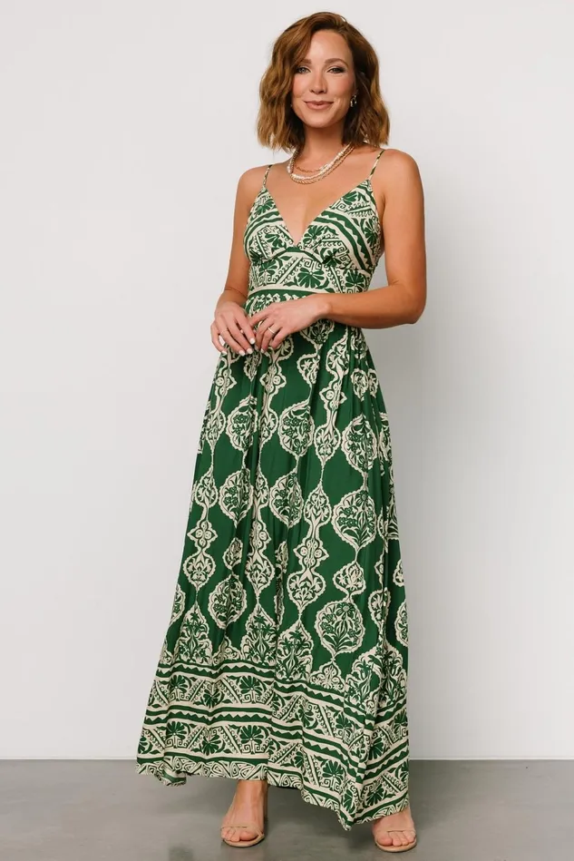 Baltic Born Bump Friendly Women Davinah V Neck Maxi Dress Green Print Baltic Born Bump Friendly Women Davinah V Neck Maxi Dress Green Print