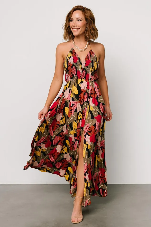 Baltic Born Bump Friendly Women Kota Halter Maxi Dress Navy Multi Print