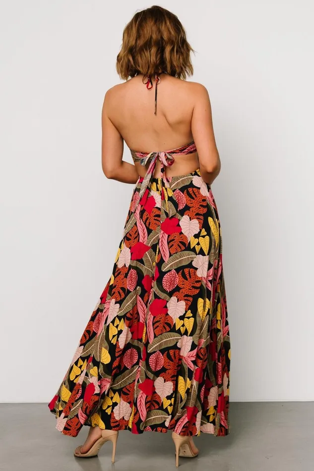 Baltic Born Bump Friendly Women Kota Halter Maxi Dress Navy Multi Print Baltic Born Bump Friendly Women Kota Halter Maxi Dress Navy Multi Print