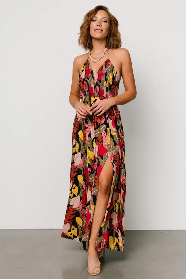 Baltic Born Bump Friendly Women Kota Halter Maxi Dress Navy Multi Print Baltic Born Bump Friendly Women Kota Halter Maxi Dress Navy Multi Print
