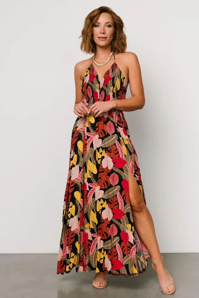 Baltic Born Bump Friendly Women Kota Halter Maxi Dress Navy Multi Print Baltic Born Bump Friendly Women Kota Halter Maxi Dress Navy Multi Print