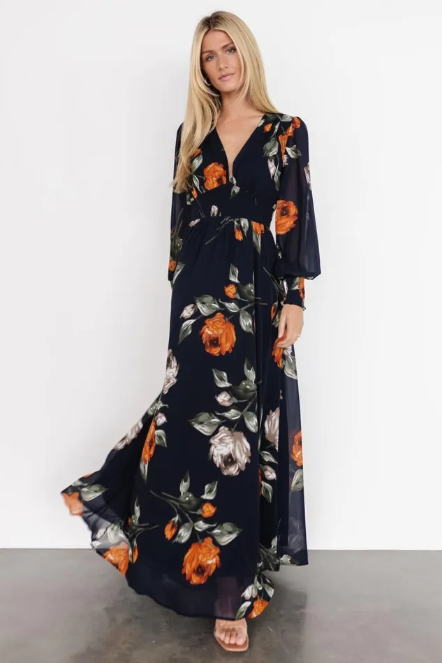 Baltic Born Bump Friendly Women Olivia Maxi Dress Midnight Navy Floral