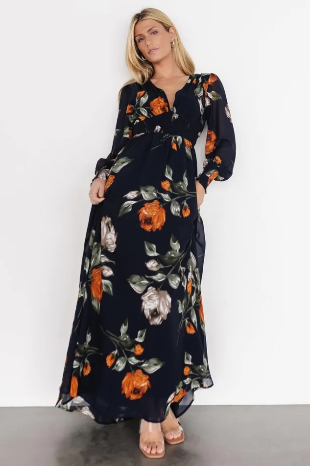 Baltic Born Bump Friendly Women Olivia Maxi Dress Midnight Navy Floral