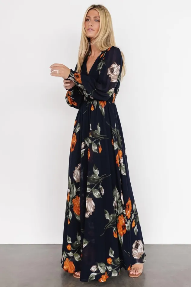 Baltic Born Bump Friendly Women Olivia Maxi Dress Midnight Navy Floral