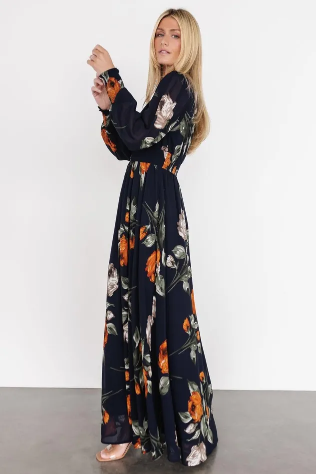 Baltic Born Bump Friendly Women Olivia Maxi Dress Midnight Navy Floral