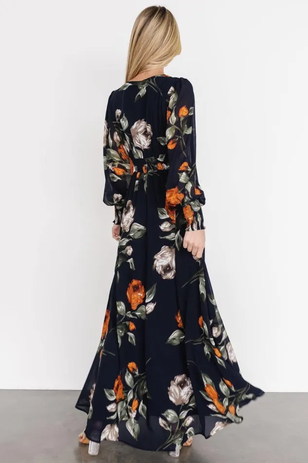 Baltic Born Bump Friendly Women Olivia Maxi Dress Midnight Navy Floral