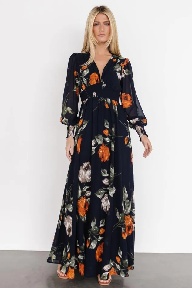 Baltic Born Bump Friendly Women Olivia Maxi Dress Midnight Navy Floral