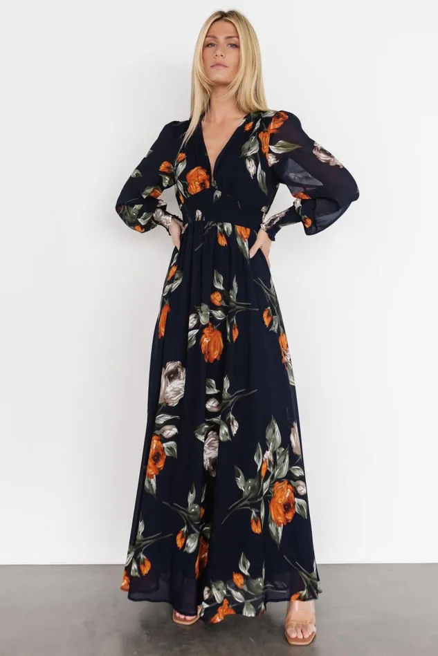 Baltic Born Bump Friendly Women Olivia Maxi Dress Midnight Navy Floral