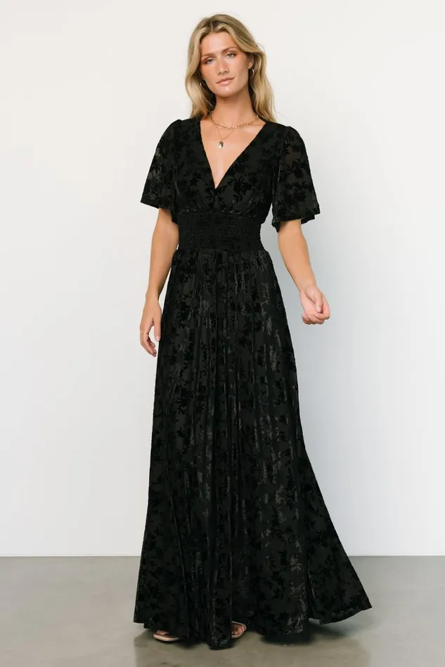 Baltic Born Bump Friendly Women Veronica Velvet Maxi Dress Black