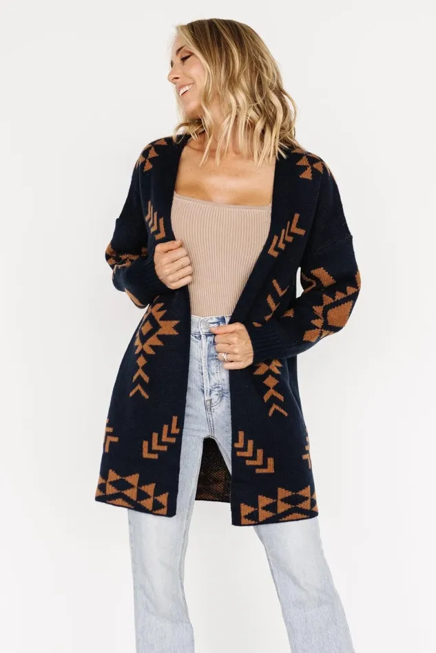 Baltic Born Cardigans Women Hays Oversized Cardigan Navy Camel