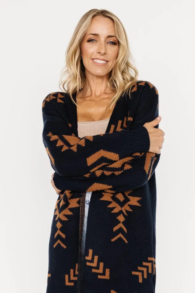Baltic Born Cardigans Women Hays Oversized Cardigan Navy Camel Baltic Born Cardigans Women Hays Oversized Cardigan Navy Camel