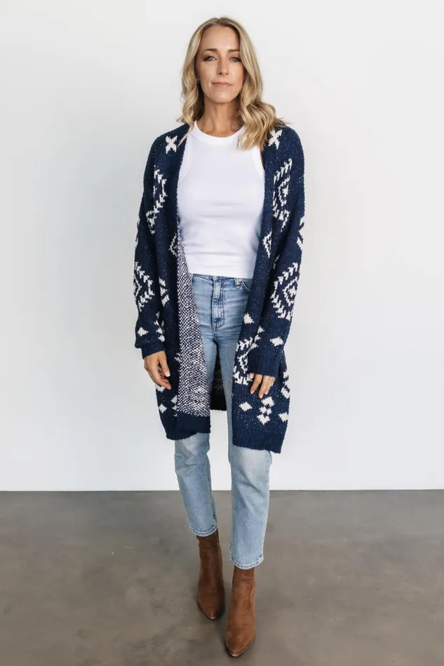 Baltic Born Cardigans Women Missoula Oversized Cardigan Navy Ivory