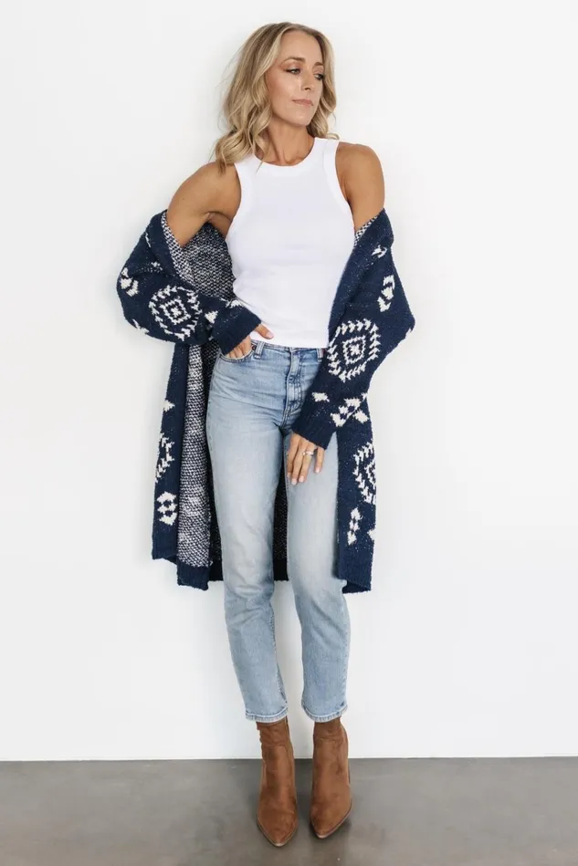 Baltic Born Cardigans Women Missoula Oversized Cardigan Navy Ivory Baltic Born Cardigans Women Missoula Oversized Cardigan Navy Ivory