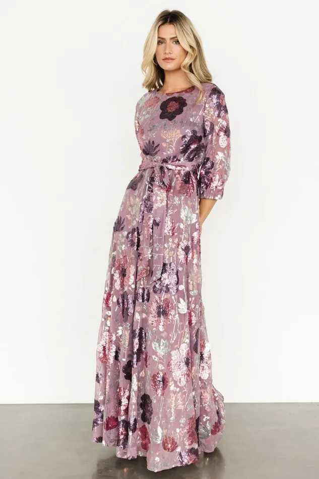 Baltic Born Embellished Sequin Women Destiny Sequin Maxi Dress Lilac Floral Baltic Born Embellished Sequin Women Destiny Sequin Maxi Dress Lilac Floral