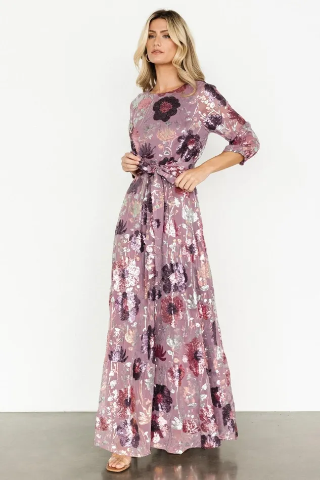 Baltic Born Embellished Sequin Women Destiny Sequin Maxi Dress Lilac Floral Baltic Born Embellished Sequin Women Destiny Sequin Maxi Dress Lilac Floral