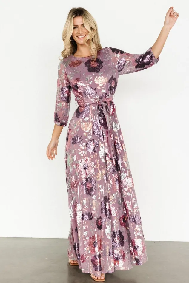 Baltic Born Embellished Sequin Women Destiny Sequin Maxi Dress Lilac Floral Baltic Born Embellished Sequin Women Destiny Sequin Maxi Dress Lilac Floral