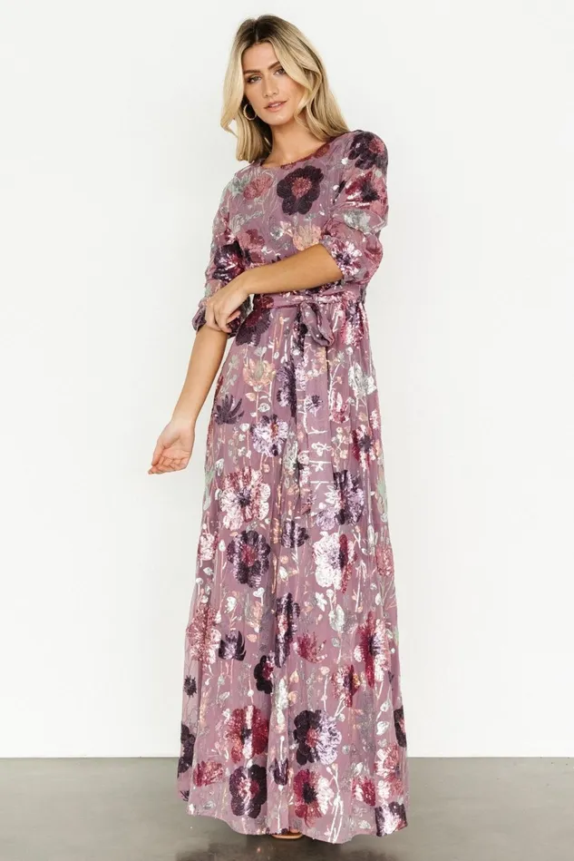 Baltic Born Embellished Sequin Women Destiny Sequin Maxi Dress Lilac Floral Baltic Born Embellished Sequin Women Destiny Sequin Maxi Dress Lilac Floral
