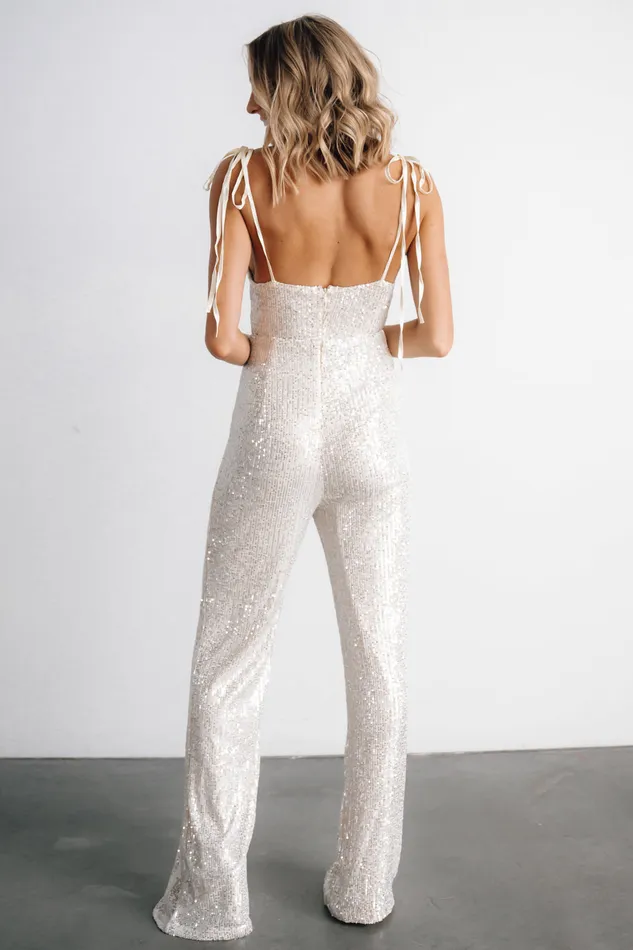 Baltic Born Embellished Sequin Women Willett Sequin Jumpsuit Cream