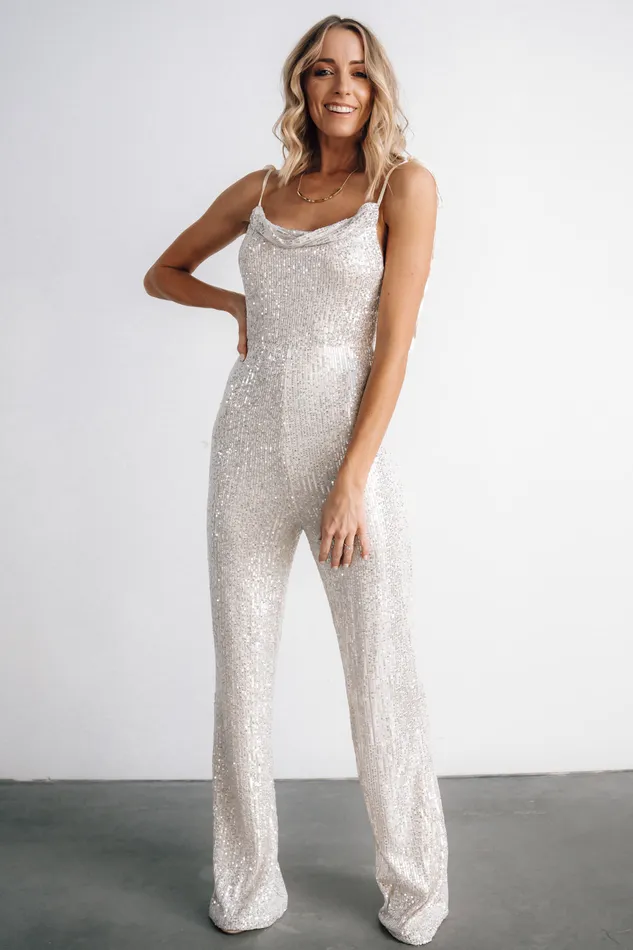 Baltic Born Embellished Sequin Women Willett Sequin Jumpsuit Cream