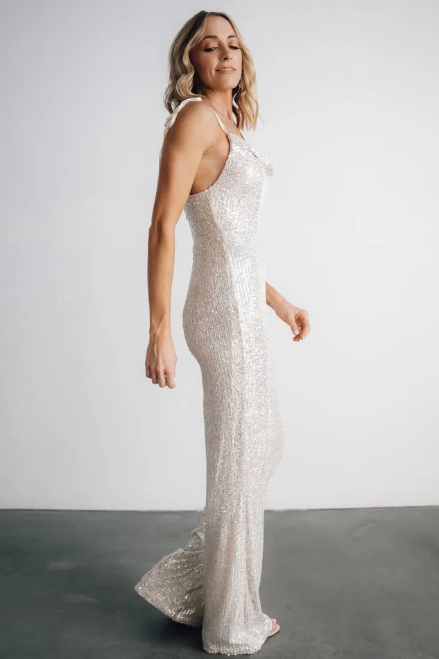 Baltic Born Embellished Sequin Women Willett Sequin Jumpsuit Cream