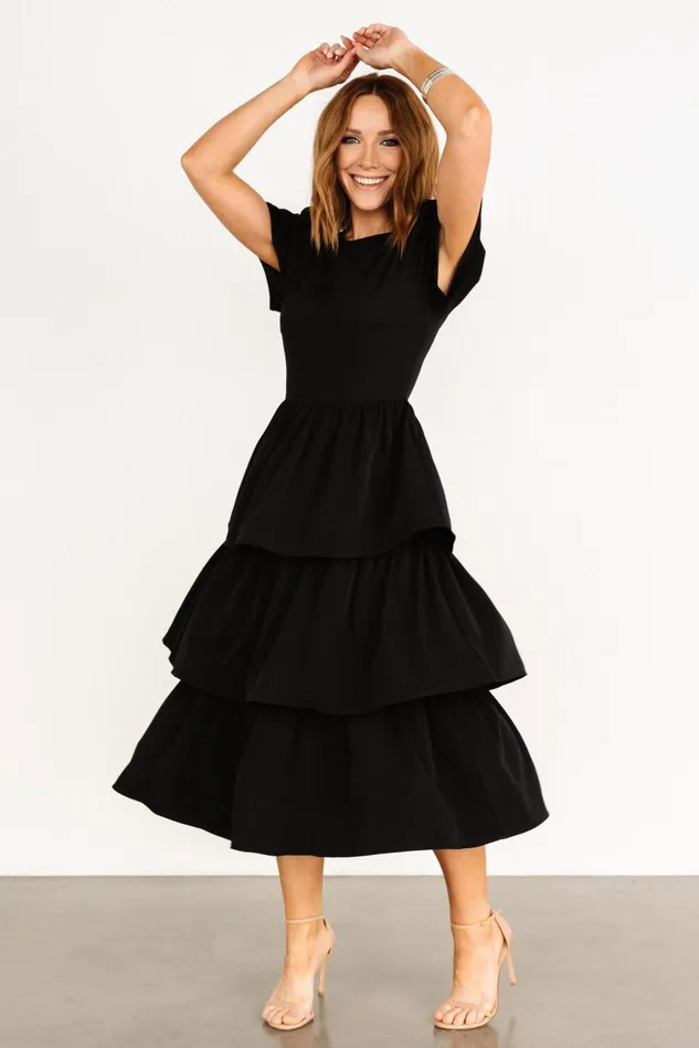 Baltic Born Maxi Dresses Women Cadenza Tiered Maxi Dress Black Baltic Born Maxi Dresses Women Cadenza Tiered Maxi Dress Black