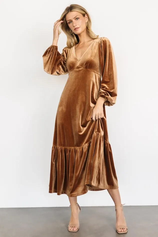 Baltic Born Maxi Dresses Women Erika Velvet Maxi Dress Caramel
