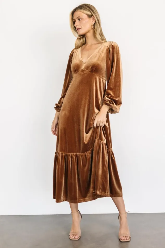 Baltic Born Maxi Dresses Women Erika Velvet Maxi Dress Caramel Baltic Born Maxi Dresses Women Erika Velvet Maxi Dress Caramel