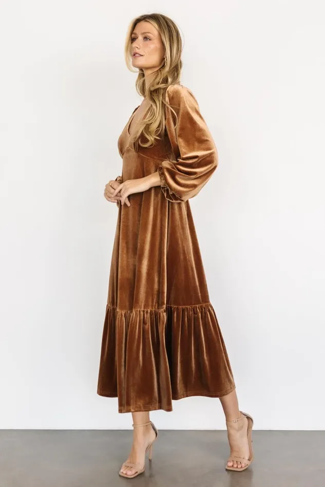 Baltic Born Maxi Dresses Women Erika Velvet Maxi Dress Caramel Baltic Born Maxi Dresses Women Erika Velvet Maxi Dress Caramel