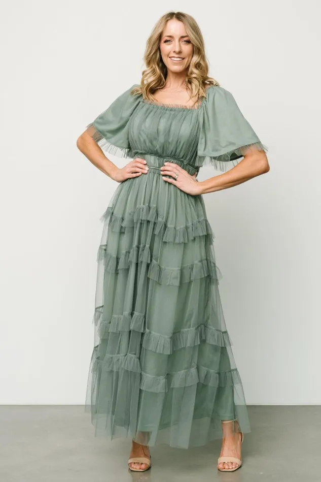 Baltic Born Maxi Dresses Women Magdalena Tulle Maxi Dress Eucalyptus