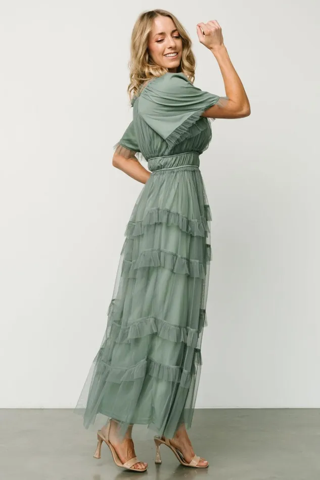 Baltic Born Maxi Dresses Women Magdalena Tulle Maxi Dress Eucalyptus Baltic Born Maxi Dresses Women Magdalena Tulle Maxi Dress Eucalyptus