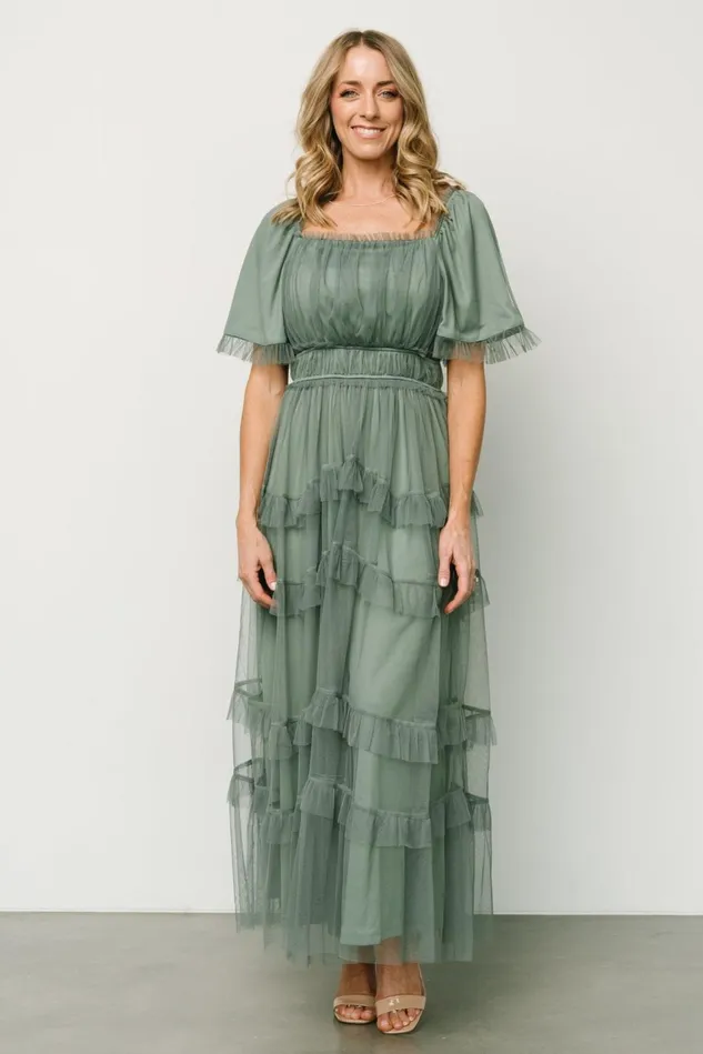 Baltic Born Maxi Dresses Women Magdalena Tulle Maxi Dress Eucalyptus Baltic Born Maxi Dresses Women Magdalena Tulle Maxi Dress Eucalyptus