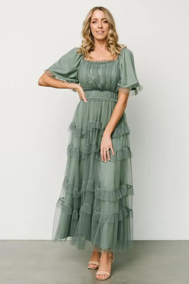 Baltic Born Maxi Dresses Women Magdalena Tulle Maxi Dress Eucalyptus Baltic Born Maxi Dresses Women Magdalena Tulle Maxi Dress Eucalyptus