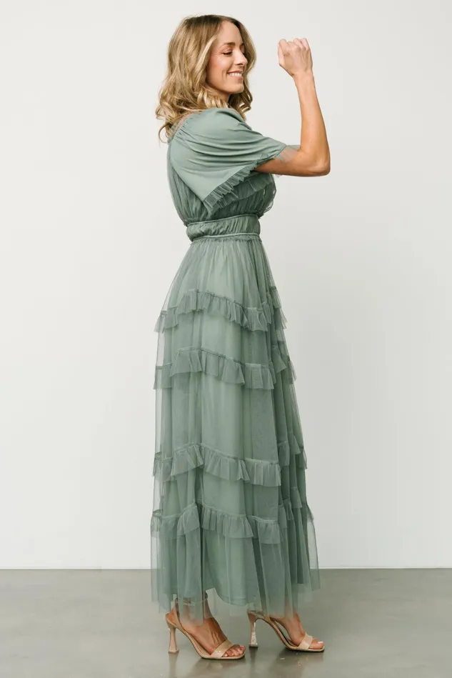 Baltic Born Maxi Dresses Women Magdalena Tulle Maxi Dress Eucalyptus Baltic Born Maxi Dresses Women Magdalena Tulle Maxi Dress Eucalyptus