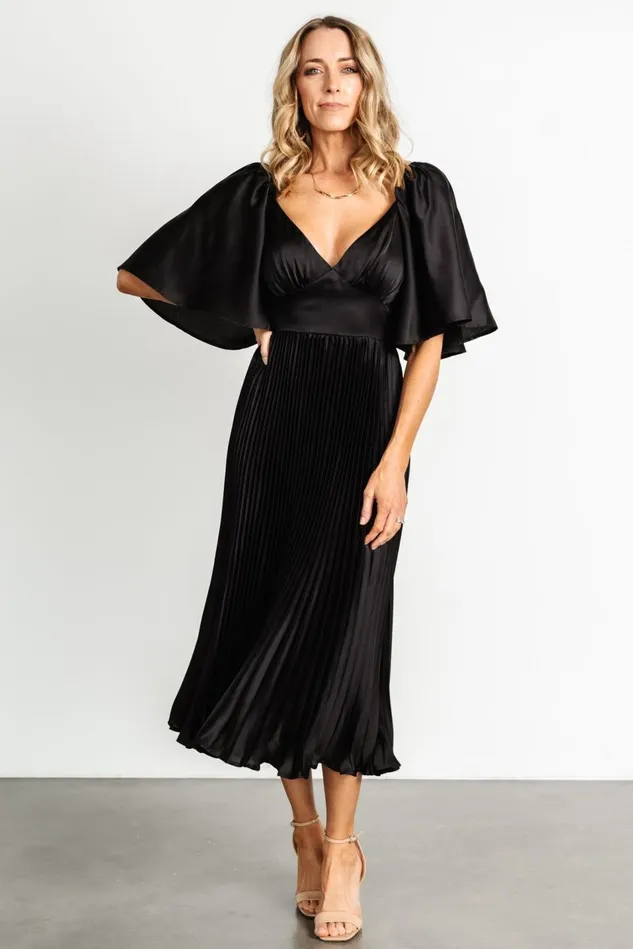Baltic Born Mother Of The Bride Women Aubree Pleated Dress Black
