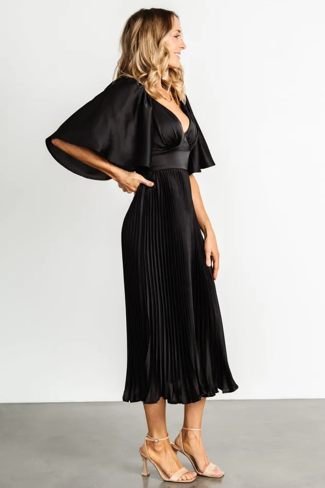 Baltic Born Mother Of The Bride Women Aubree Pleated Dress Black