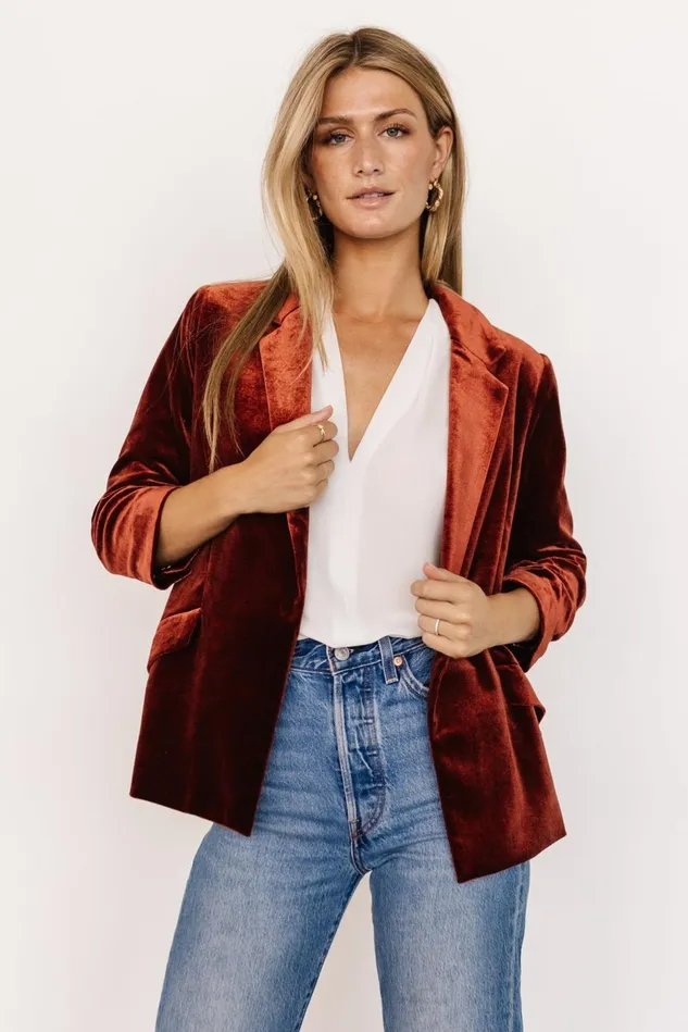 Baltic Born Outerwear Women Brinton Velvet Blazer Cinnamon