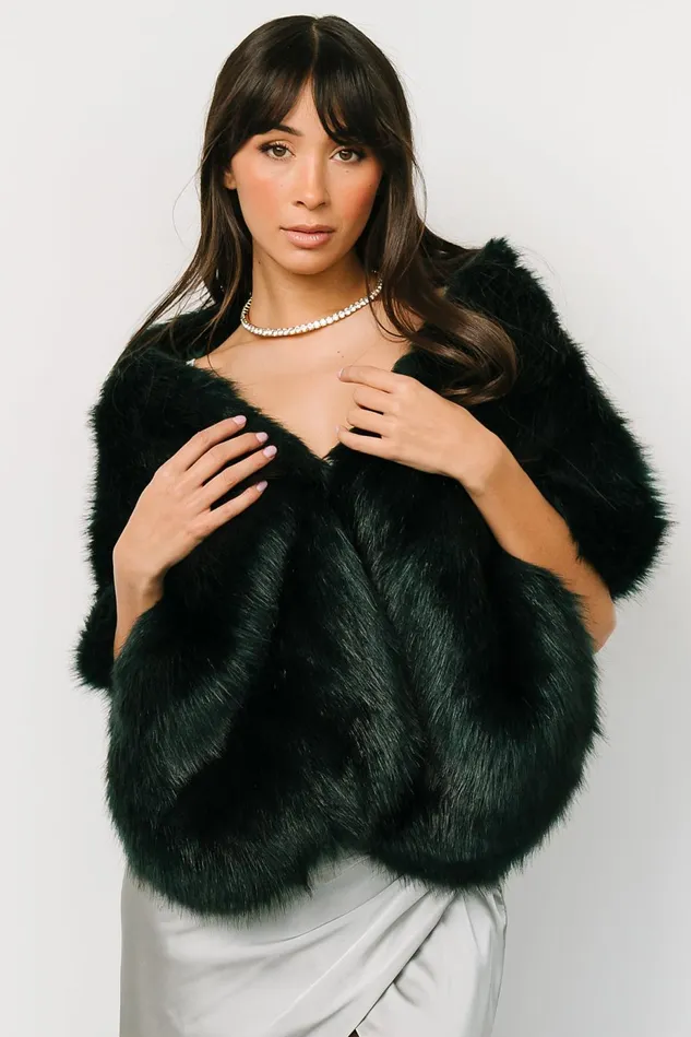 Baltic Born Outerwear Women Jovie Faux Fur Shawl Deep Emerald Baltic Born Outerwear Women Jovie Faux Fur Shawl Deep Emerald