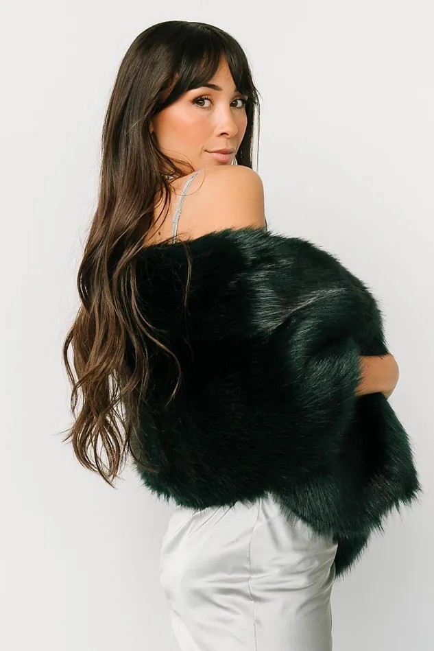 Baltic Born Outerwear Women Jovie Faux Fur Shawl Deep Emerald Baltic Born Outerwear Women Jovie Faux Fur Shawl Deep Emerald